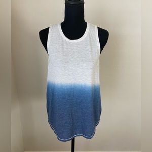 Live Love Dream Ombre White and Blue Tank Top Size M